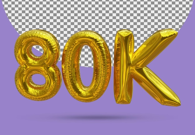 Ballon en feuille d'or de réaliste 80K 3d isolé