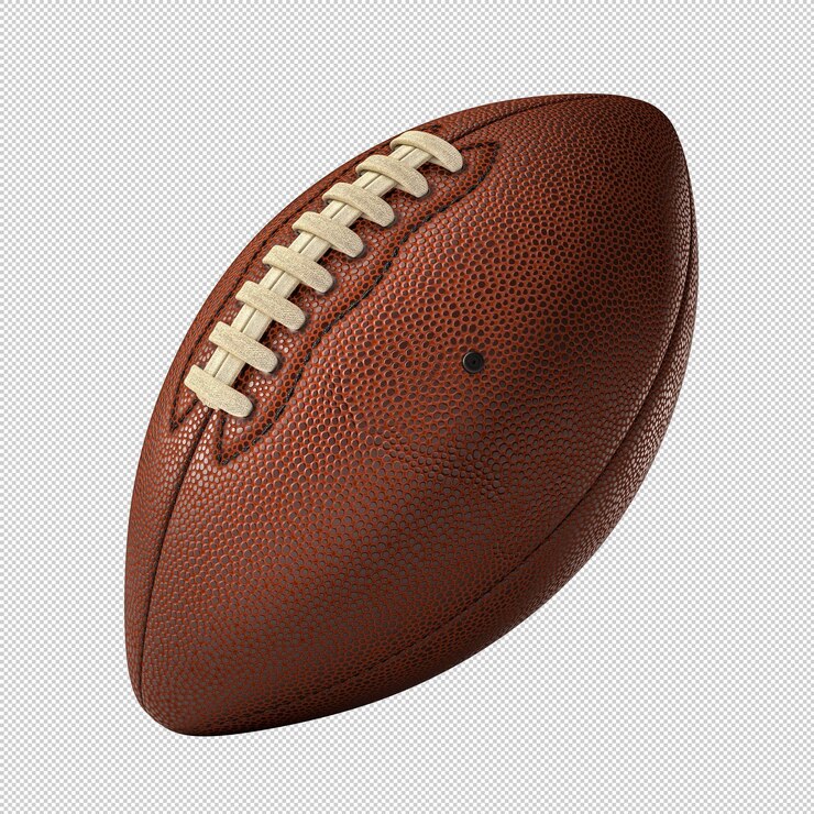 PSD ballon de football américain rendu 3d isolé sur fond de sport blanc
