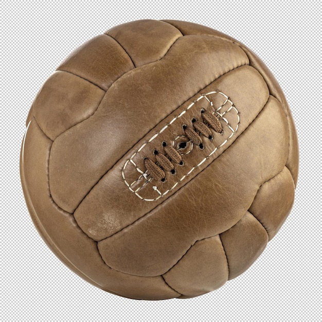 PSD ballon de football en cuir vintage sur fond blanc