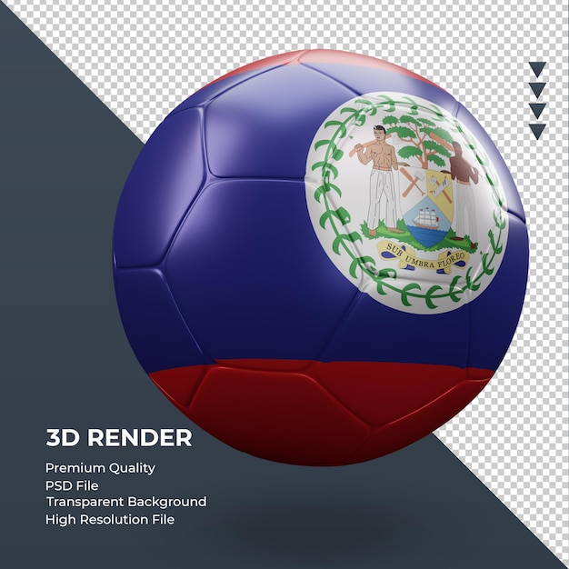 Ballon De Football Drapeau Belize Rendu 3d Réaliste Vue Gauche