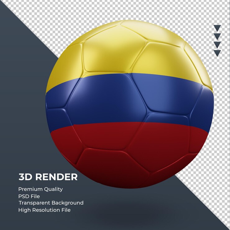 Ballon de football drapeau Colombie rendu 3d réaliste vue gauche