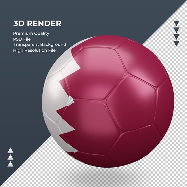 PSD ballon de football drapeau du qatar rendu 3d réaliste vue de droite