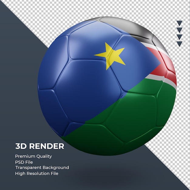 Ballon De Football Drapeau Du Soudan Du Sud Rendu 3d Réaliste Vue Gauche