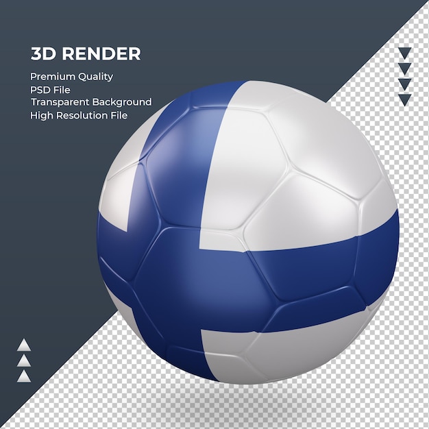 Ballon De Football Finlande Drapeau Rendu 3d Réaliste Vue Droite