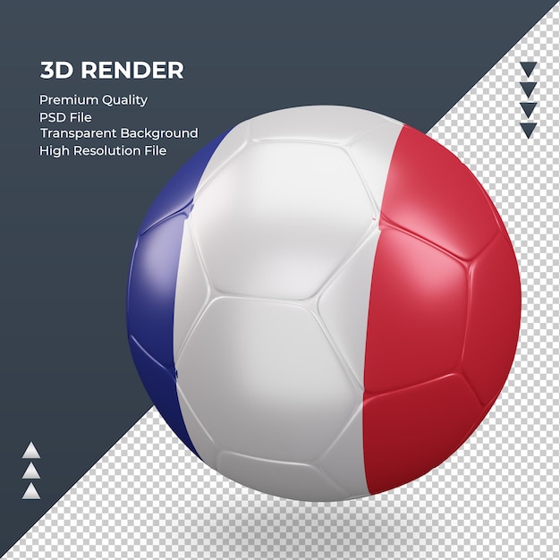 Ballon De Football France Drapeau Rendu 3d Réaliste Vue Droite