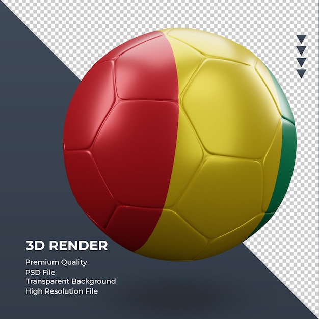 PSD ballon de football guinée bissau drapeau rendu 3d réaliste vue gauche