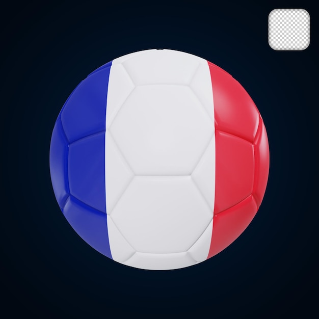 PSD ballon de football avec illustration 3d du drapeau de la france