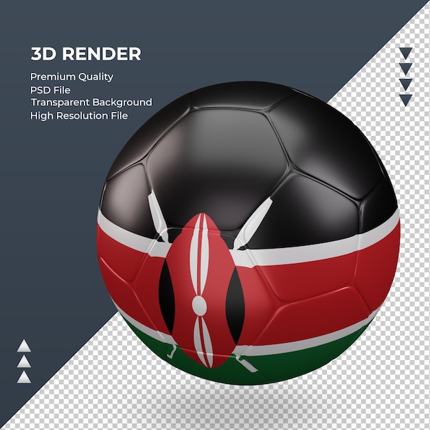 PSD ballon de football kenya drapeau rendu 3d réaliste vue droite