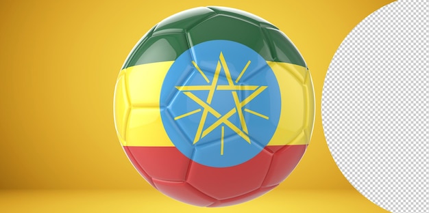Ballon De Football Réaliste 3d Avec Le Drapeau De L'éthiopie Dessus Isolé Sur Fond Png Transparent