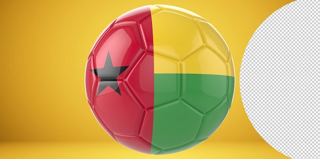 Ballon de football réaliste 3d avec le drapeau de la Guinée Bissau dessus isolé sur fond PNG transparent