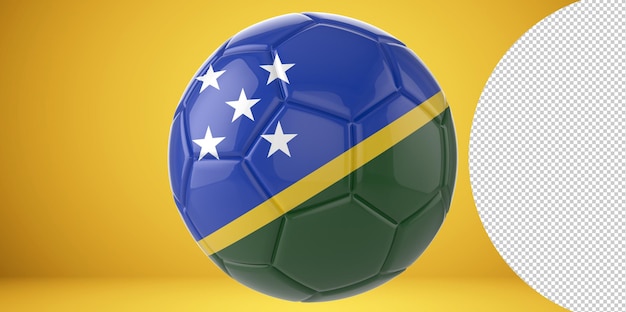 PSD ballon de football réaliste 3d avec le drapeau des îles salomon dessus isolé sur png transparent