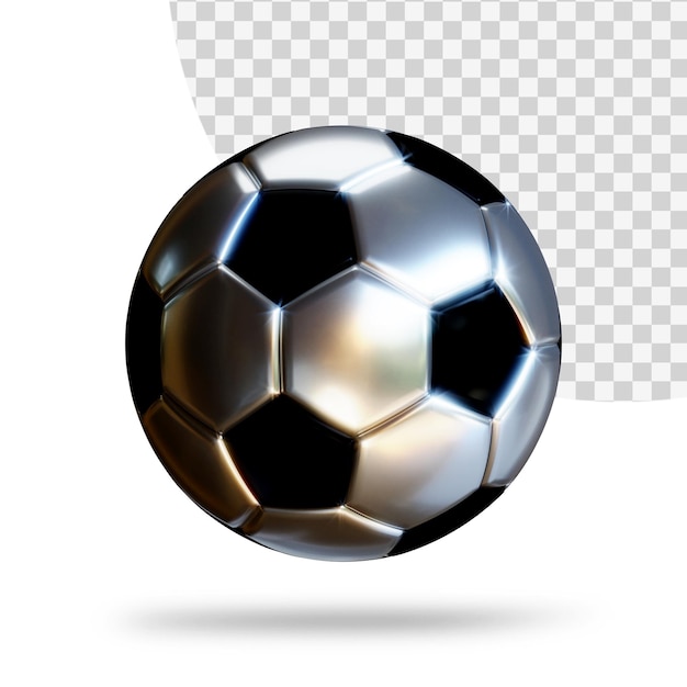 Ballon De Football Soccer Métallique Argent Rendu 3d Isolé