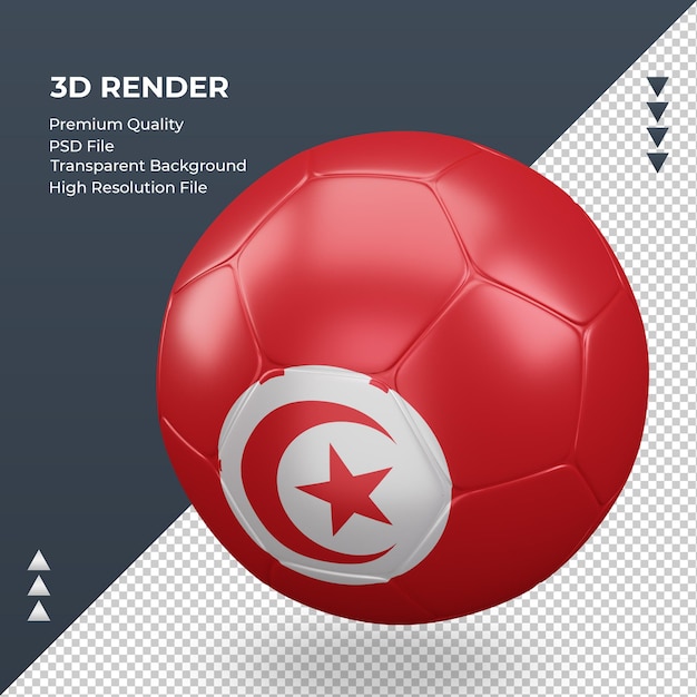 Ballon De Football Tunisie Drapeau Rendu 3d Réaliste Vue Droite