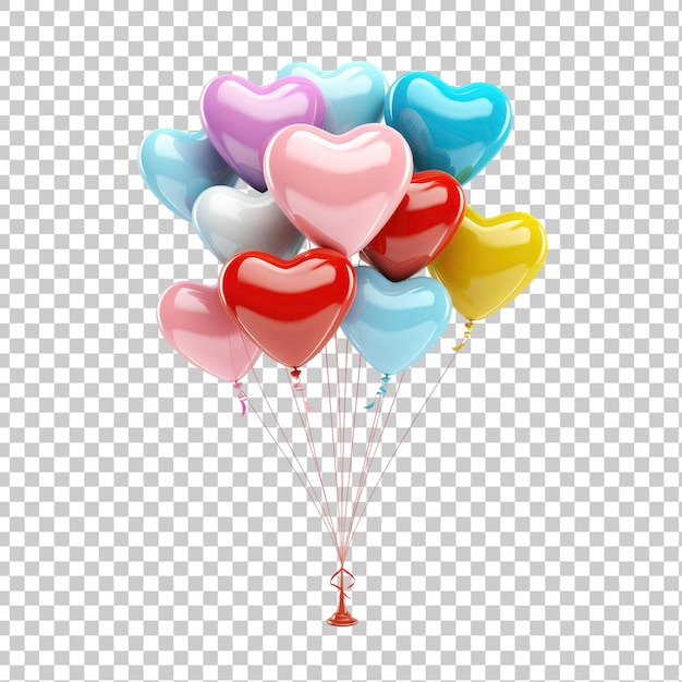 PSD ballon en forme d'amour 3d avec des couleurs vives sur un fond transparent