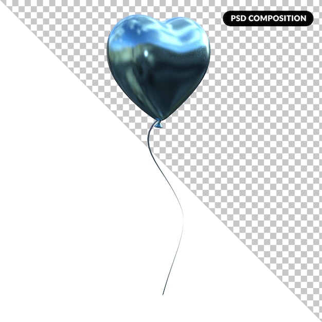 Ballon En Forme De Coeur Isolé 3d