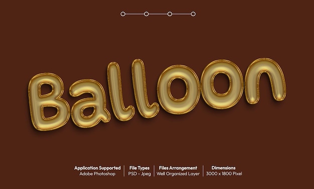 Ballon-Gold-Texteffekt mit 3D-Schriftart
