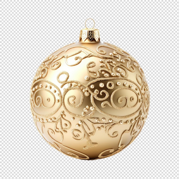 PSD ballon de noël doré avec décoration d'ornement arrière-plan png transparent