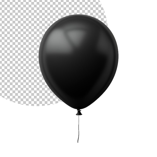 Ballon Noir Brillant Sur Un Fond Transparent