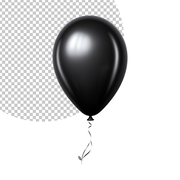 PSD ballon noir brillant sur un fond transparent