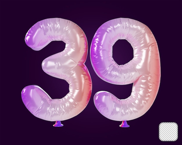 Ballon numéro 39 illustration 3D arc-en-ciel