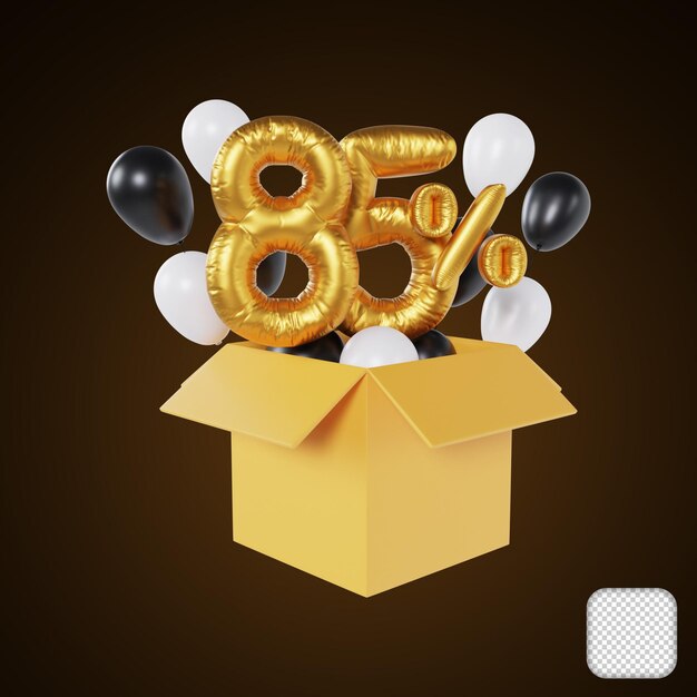 Ballon de réduction pour le Black Friday, 85 % de réduction sur l'illustration 3D