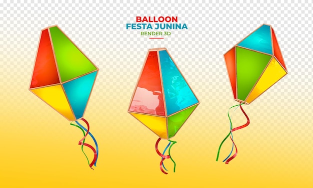 PSD ballon rendu 3d festa junina brésil