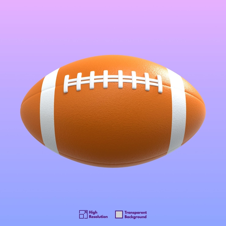 PSD un ballon de rugby à fond transparent