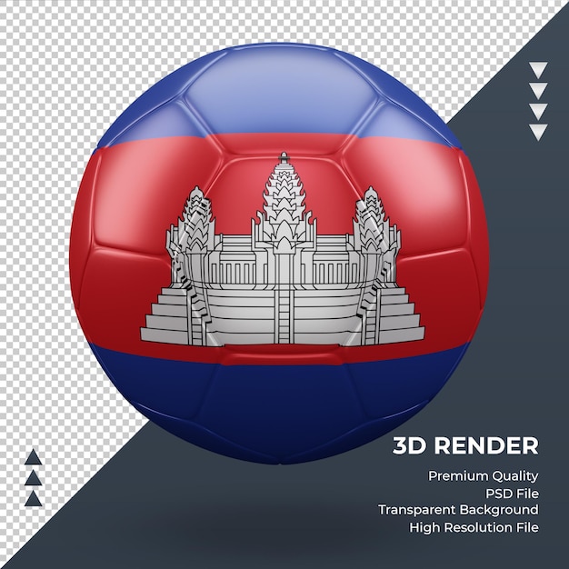 PSD ballon de soccer drapeau cambodge vue de face de rendu 3d réaliste