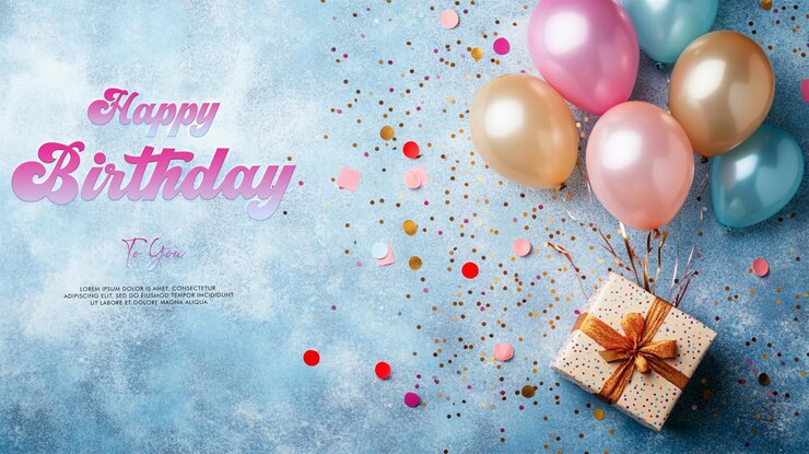 PSD balloni di compleanno disegno di sfondo vettoriale elementi decorativi con palloncini regalo e confetti