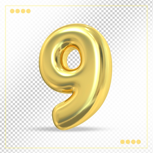 ballons 3d numéro 9 or luxe