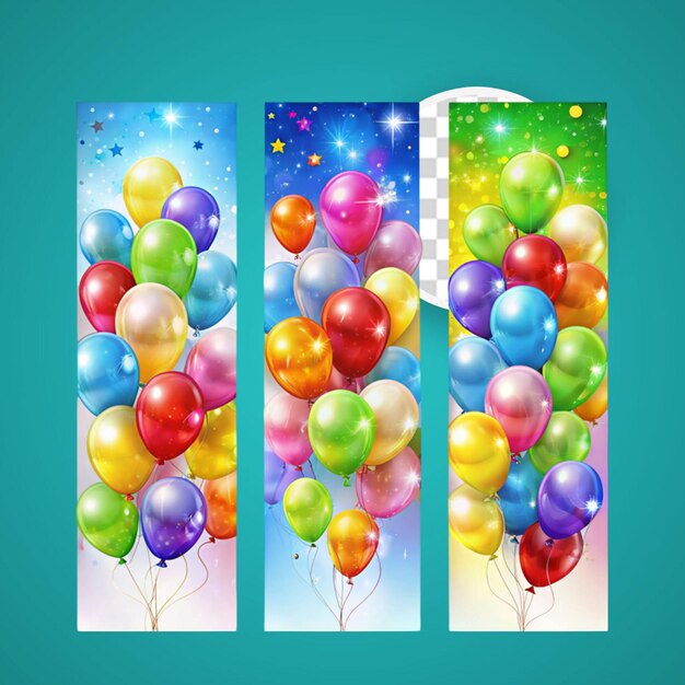 PSD des ballons d'anniversaire colorés