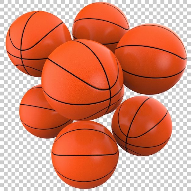 Ballons de basket-ball sur fond transparent illustration de rendu 3d