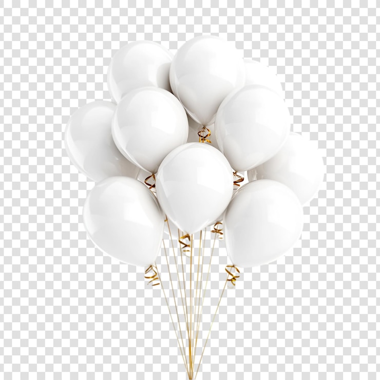 PSD des ballons blancs, un groupe de célébration, une fête, une joie de fête.