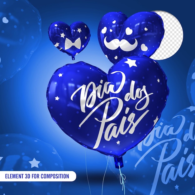 Ballons Bleus Avec Texte Et Détails Blancs