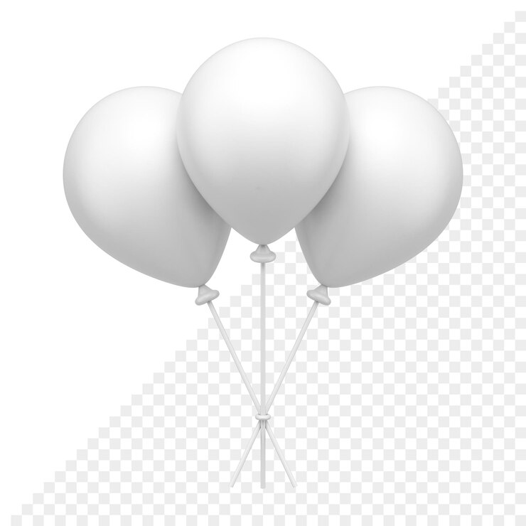 PSD ballons en caoutchouc élégants blancs sur bâtons tas éléments de conception d'air gonflable icône 3d réaliste