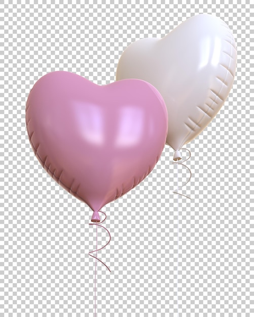 Ballons Coeur Sur Fond Transparent Illustration De Rendu 3d