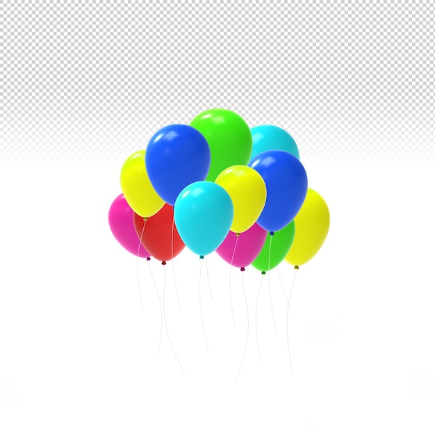 Ballons colorés sur fond transparent