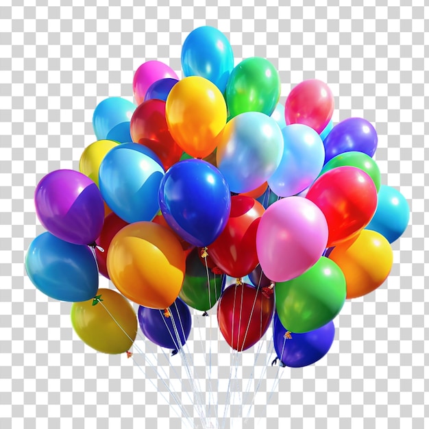 PSD des ballons colorés sur un fond transparent