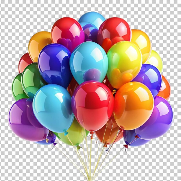 PSD des ballons colorés sur un fond transparent