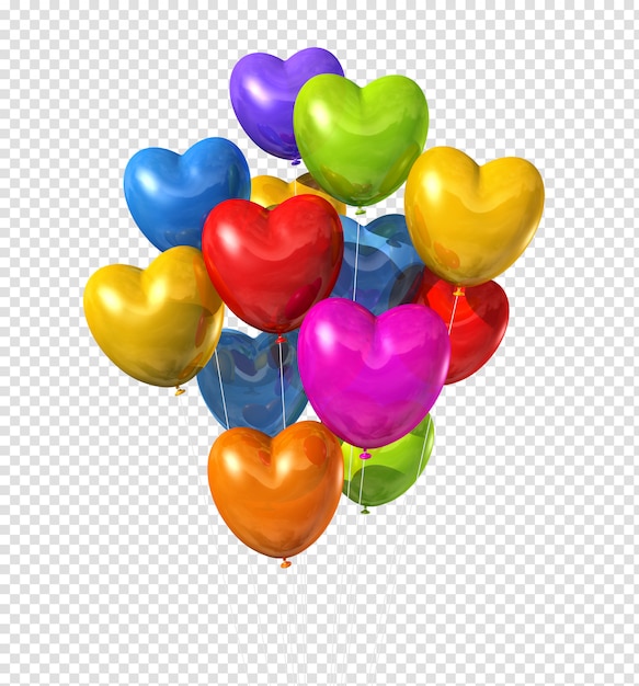 Ballons Colorés En Forme De Coeur Isolés