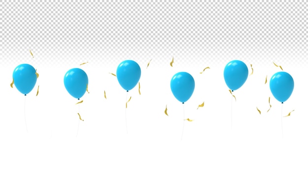 Ballons cyan sur fond transparent