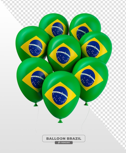 Ballons De Fête Avec Le Drapeau Du Brésil En Rendu Réaliste 3d