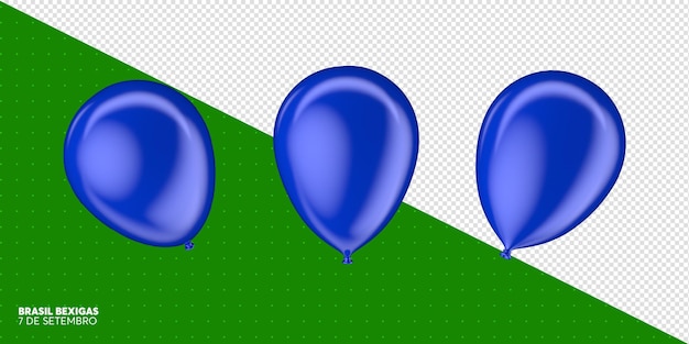 PSD ballons de fête psd avec drapeau du brésil en rendu réaliste 3d