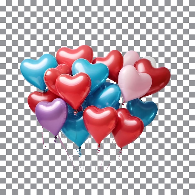 Ballons en forme de cœur en PNG sur un fond transparent