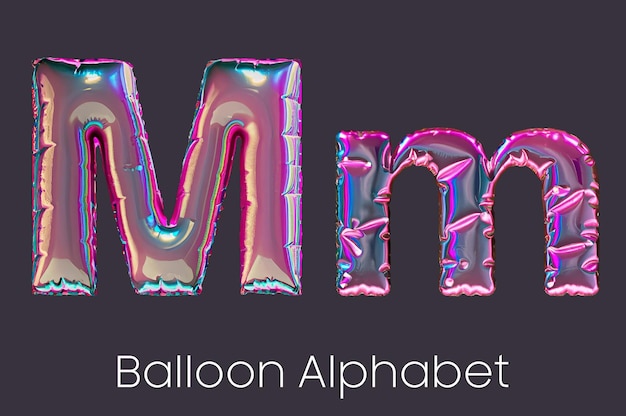 PSD ballons gonflables cooper 3d lettres m psd transparent