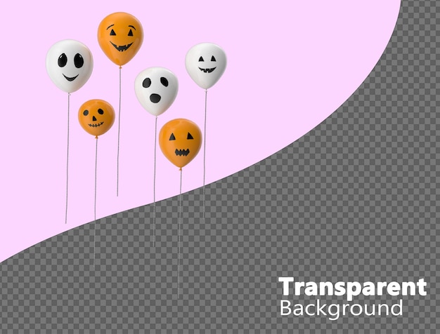 PSD des ballons d'halloween sur un fond transparent