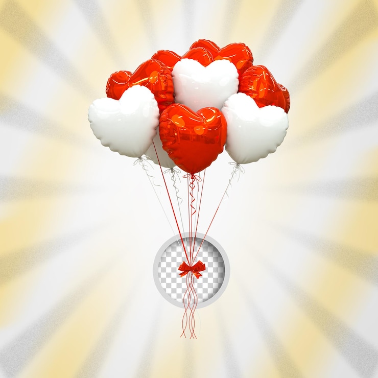 PSD ballons d'hélium dans des couleurs pastel douces ballon de mariage et d'anniversaire de la saint-valentin rendu 3d