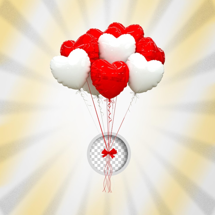 PSD ballons d'hélium dans des couleurs pastel douces ballon de mariage et d'anniversaire de la saint-valentin rendu 3d