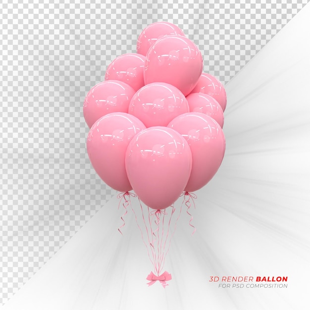 PSD ballons à l'hélium dans des couleurs pastel douces mariage et anniversaire de la saint-valentin rendu 3d du ballon