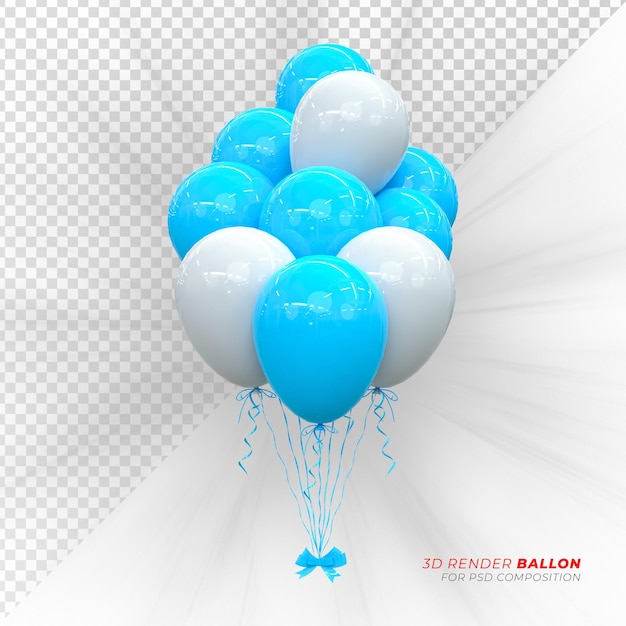 PSD ballons à l'hélium dans des couleurs pastel douces mariage et anniversaire de la saint-valentin rendu 3d du ballon